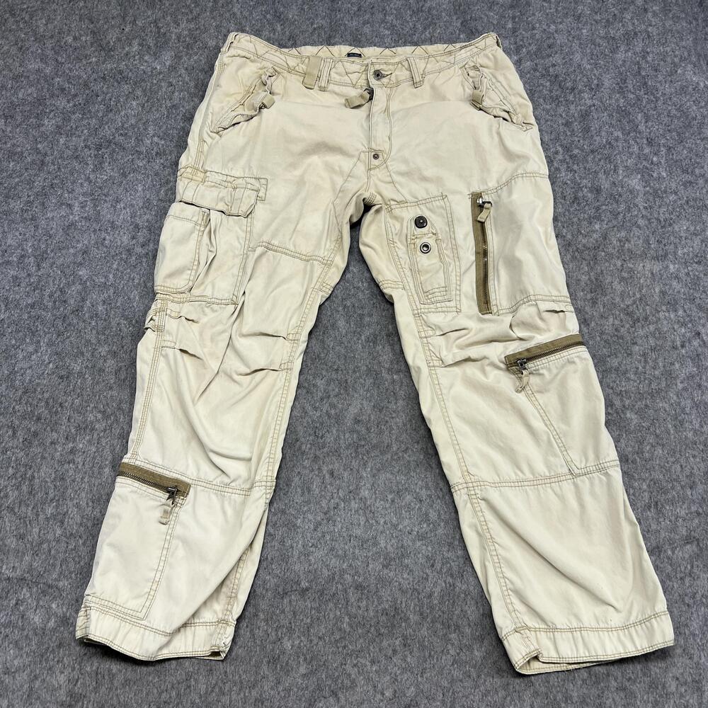 Polo Ralph Lauren Pants Mens 38x30 Beige Cargo Relaxed Ankle Zip Paratrooper